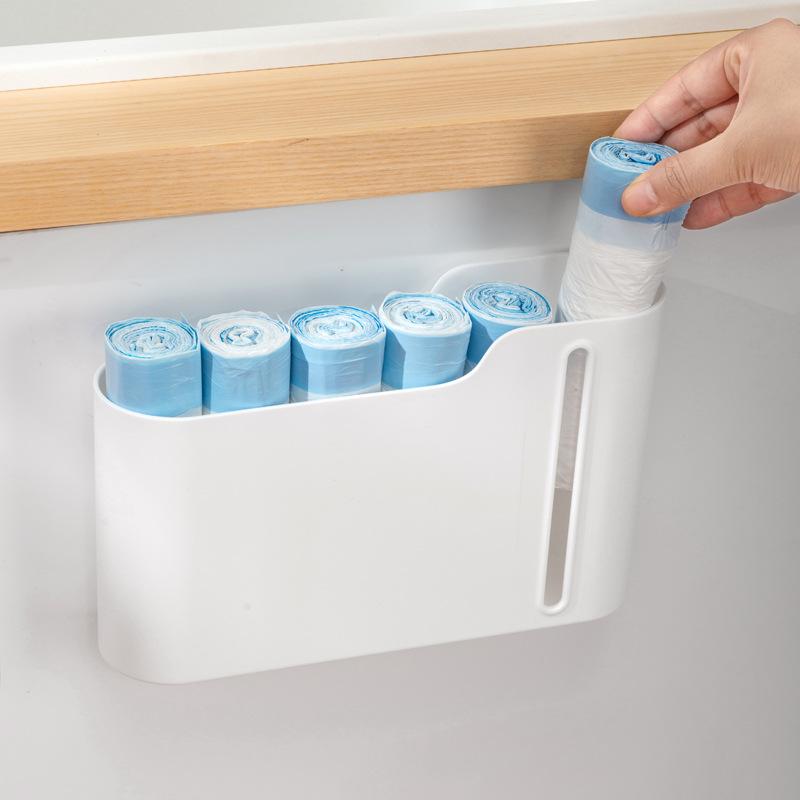 Garbage Bag Storage Box Kitchen garbage bag dispenser Household non-punching wall hanging trash bag storage