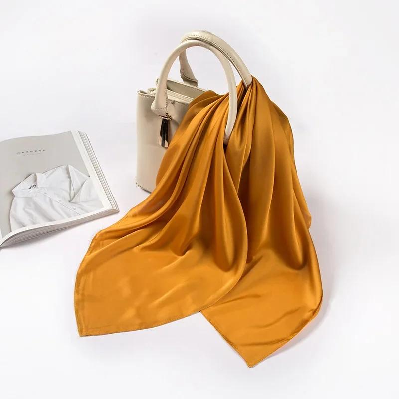 Satin Scarf Women 70cm Solid Color Smooth Surface Head Scarves Square Fashion Neck Accessories For Ladies Bag Scarf Wholesale