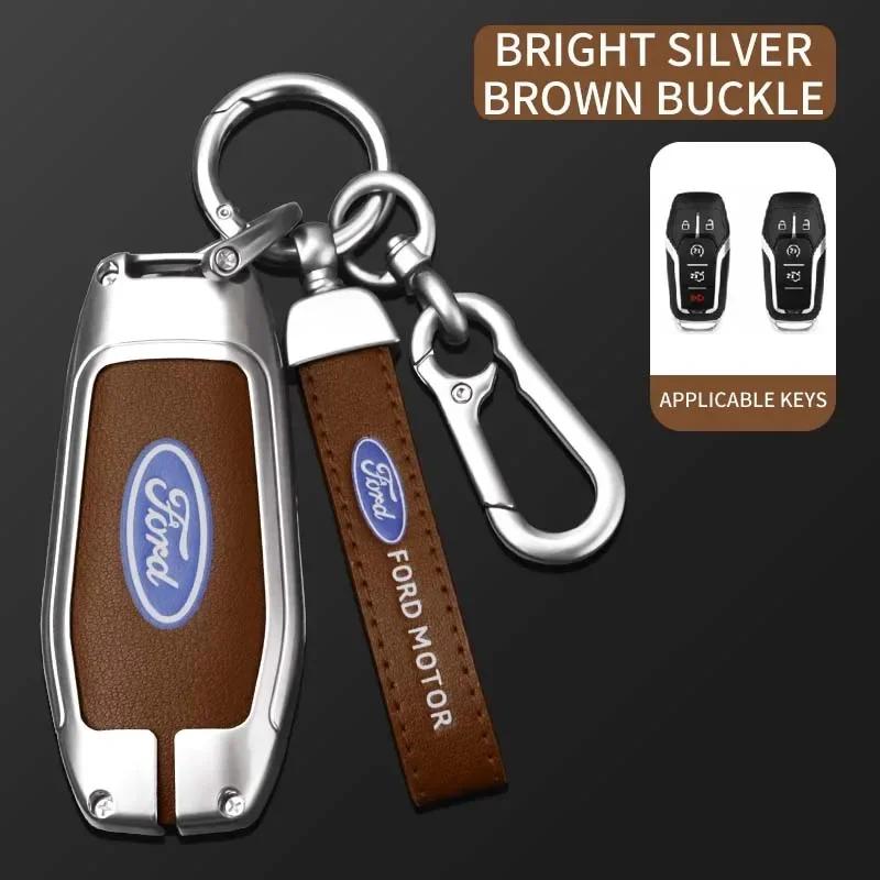 

New 2026 Car Sticker New 2025 Hot Zinc Alloy Car Remote Key Case Cover For Ford Fusion Mondeo Mustang F-150 Explorer Edge 2015 2