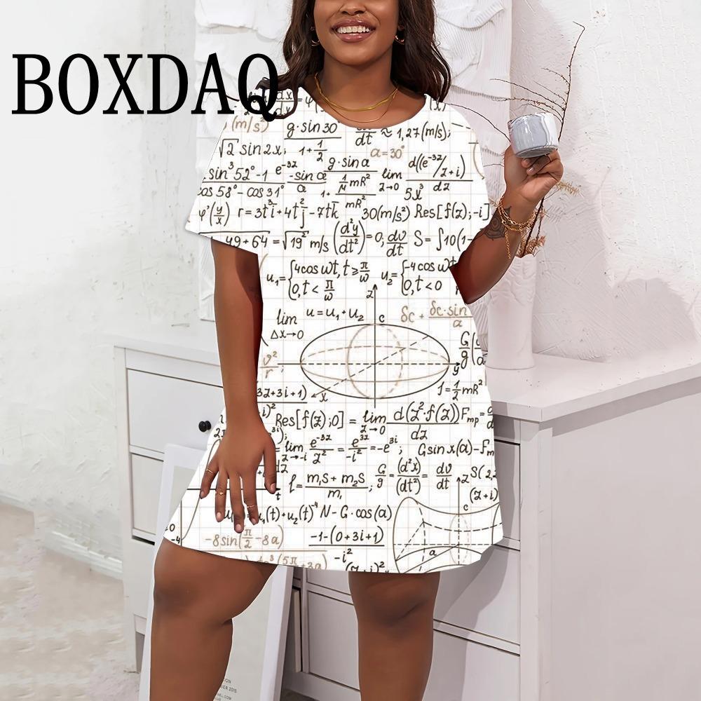 2025 New Fashion Personality Digital Pattern 3D Printed Round Neck Short-sleeved Dress