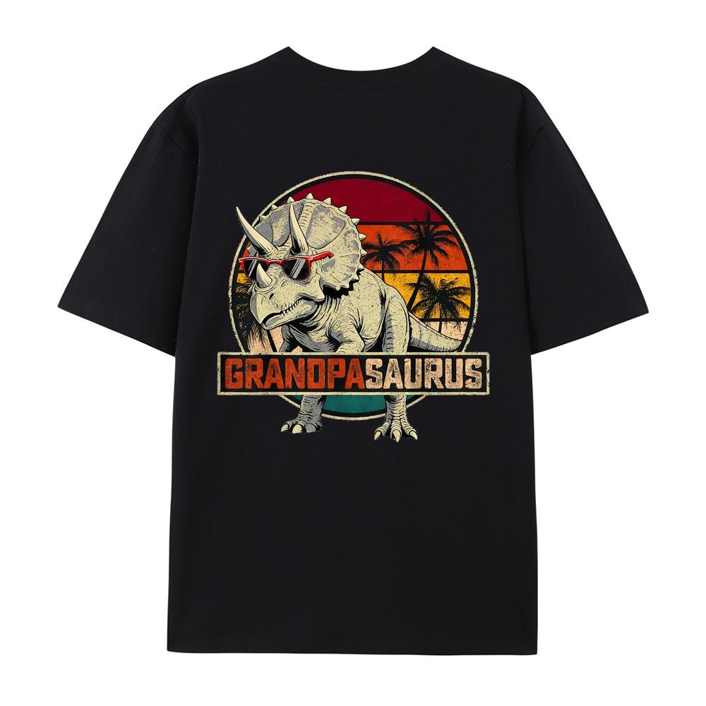 Grandpasaurus T-Shirt Men Retro Dinosaur Grandpa Saurus Graphic Tee Funny Fathers Day Gift Oversized Tshirt Vintage Short Sleeve