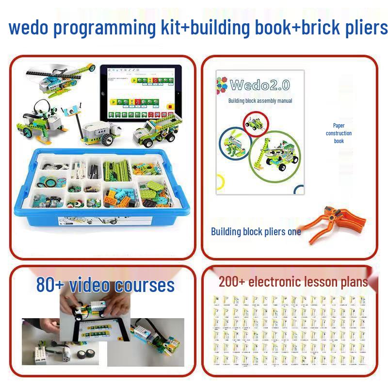 Wedo Programmable Electric Robot Kit: DIY Building Blocks for Kids Compatible with LEGO