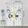 2pcs, Creative Curtains Two cups of coffee Machine Washable Fabric (without rod) Decorations Outdoor Ldeal for Bedroom, Living