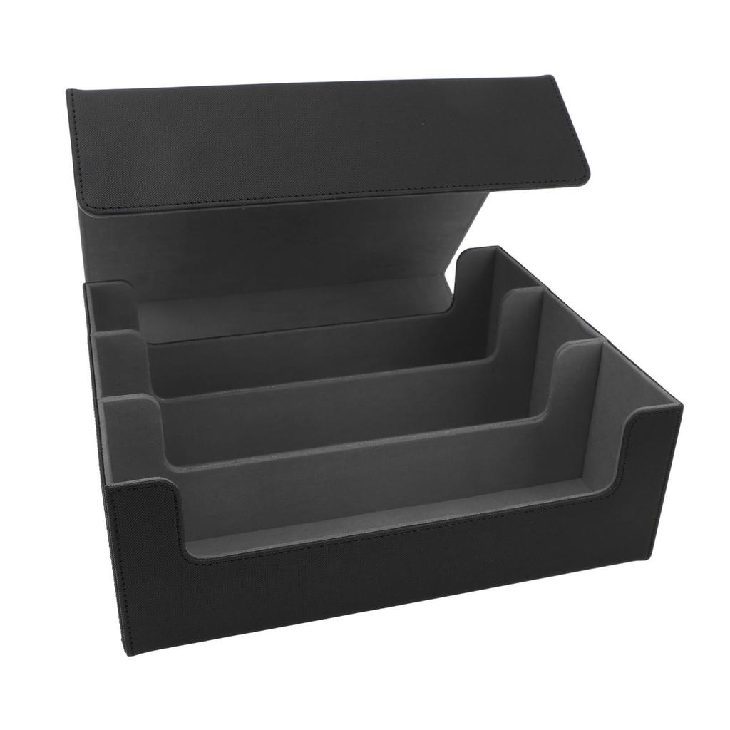 Card Deck Box 3 Rows Large Capacity Magnetic Closure PU Leather Card Deck Storage Case for Game Cards Tarot Cards