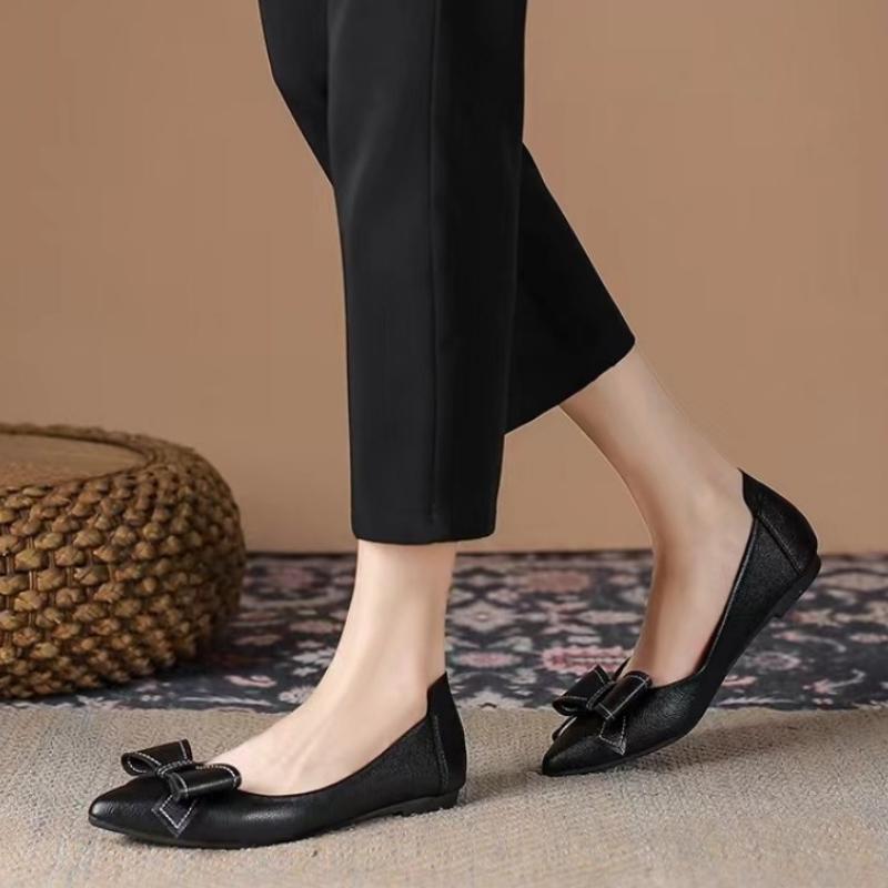 Fashion Moccasins Shoes for Women with Bow Black Office Slip-on Woman Flats Pointed Toe Quick Delivery Discount Chic and Elegant Stylish