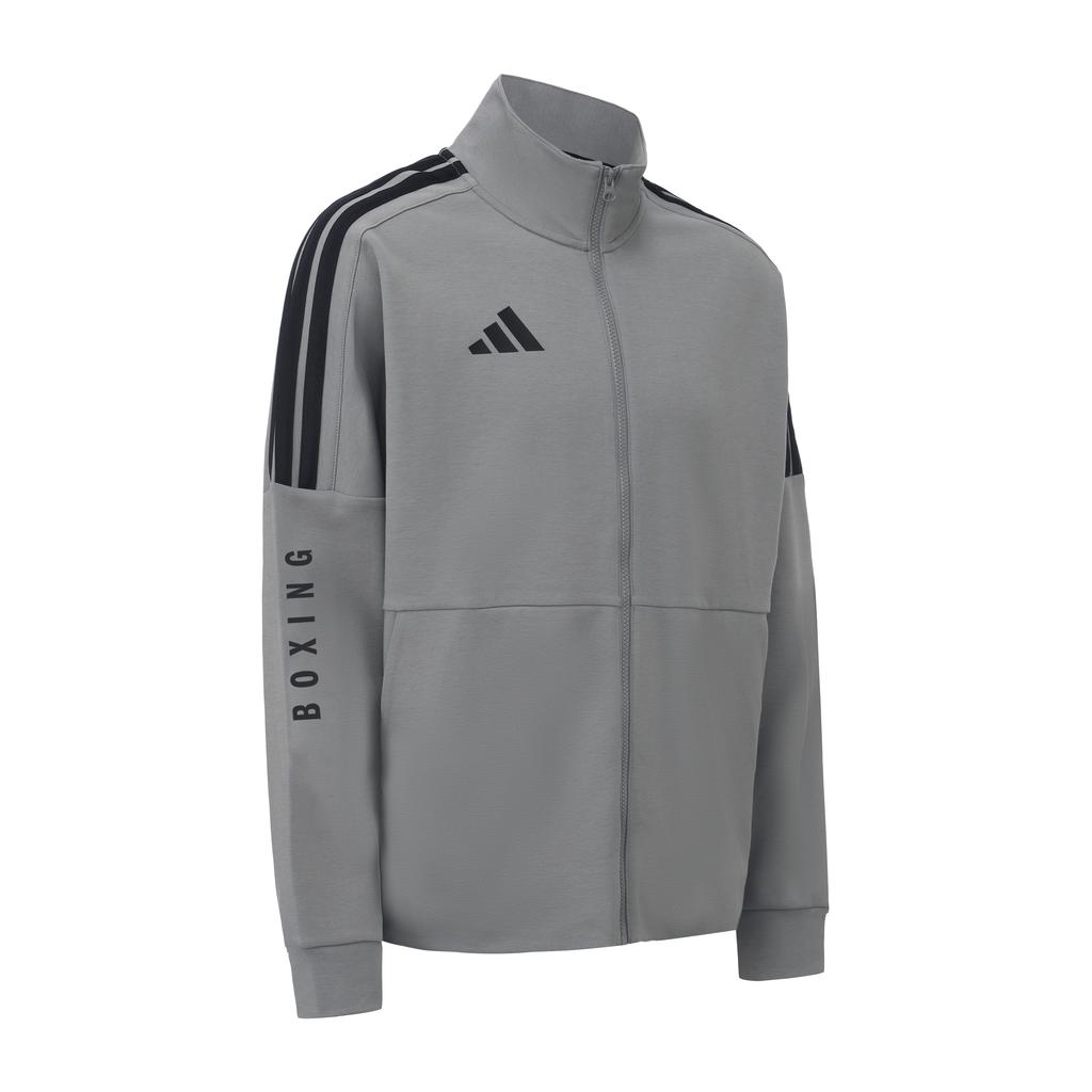 Adidas Boxing 3-Stripes Classic Retro Straight Leg Long Pants Stand Collar Jacket Cotton Two-Piece Casual Sports Suit CLTR02NHJB-GYB+CLTR02PTK-GYB