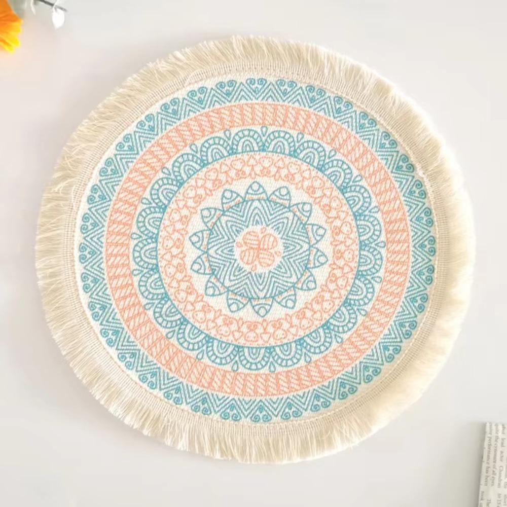 Romantic Bohemian Placemats Round Coaster Cotton Pad Heat Insulation Mat  Wedding Table Decor