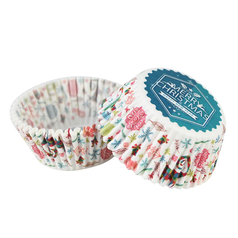 

100 шт. Рождественские бумажные стаканчики для кексов, формочки для маффинов, вкладыши для кексов, форма для торта «Счастливого Рождества», чашка для выпечки, домашние рождественские украшения для торта