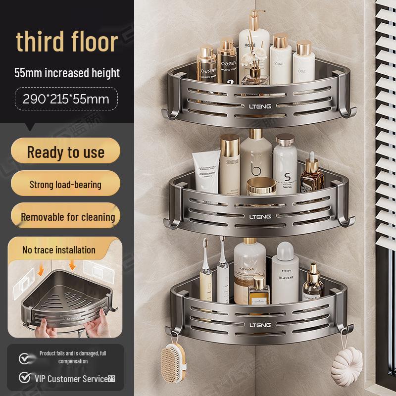 Punch-Free Traceless Wall-Mounted Bathroom Corner Shelf