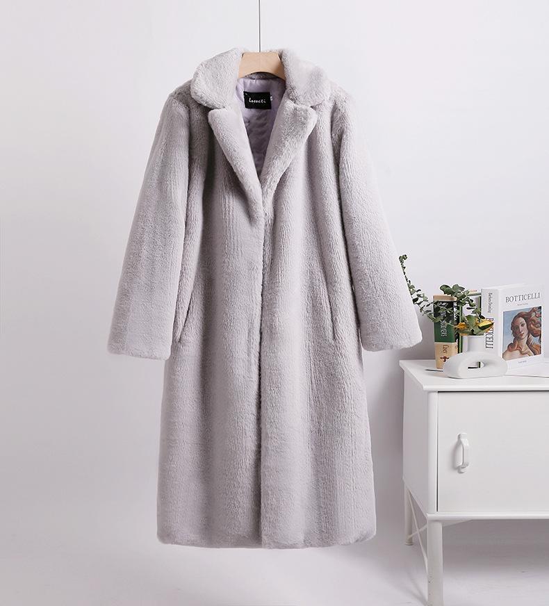 Fur jacket extended large size women's imitation rabbit fur coat to keep warm in winter