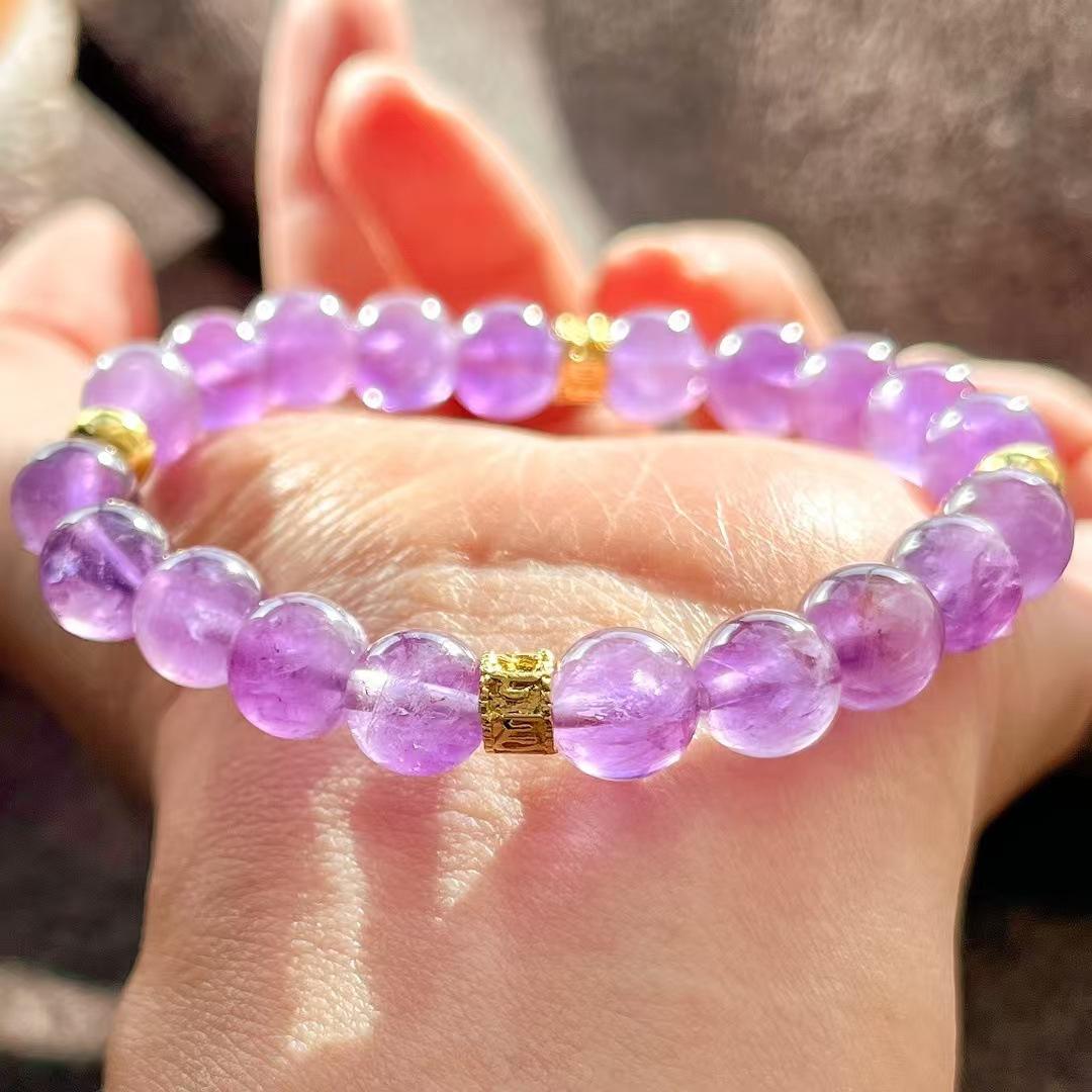 8Mm Retro Natural Amethyst Bracelet, Beaded Bracelet, Tiger S Eye Stone Light Luxury Jewelry.