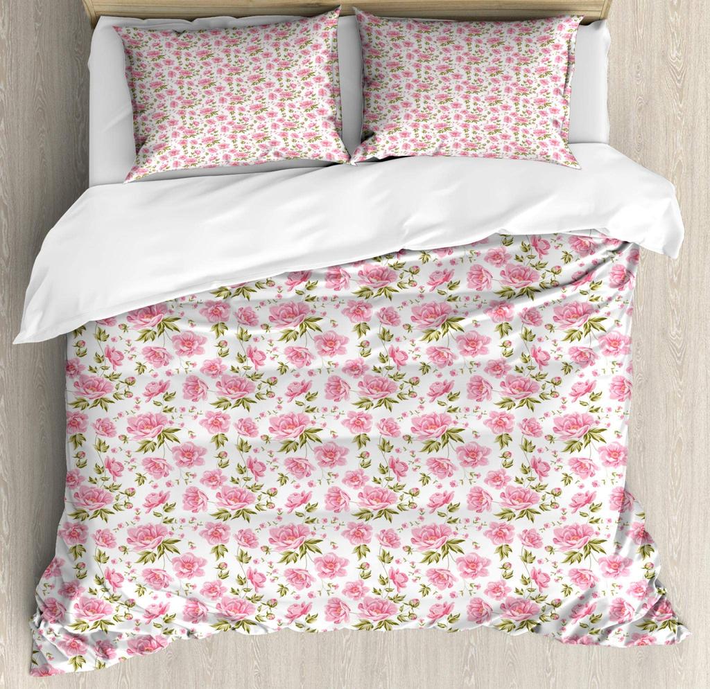 Peony Duvet Cover Sets For Girls Women Quilt Covers Lightweight Down Room Decor Queen Size 2 Pillowcase 1 Duvet Cover No Quilt