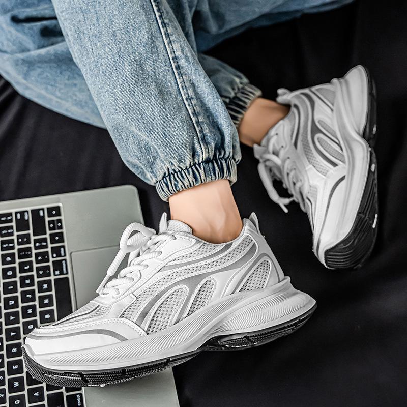 Trendy Brand Men's Shoes 2025 Summer New Mesh Shoes Breathable Thick Sole Heightening Dad Shoes Versatile Sports and Leisure Shoes