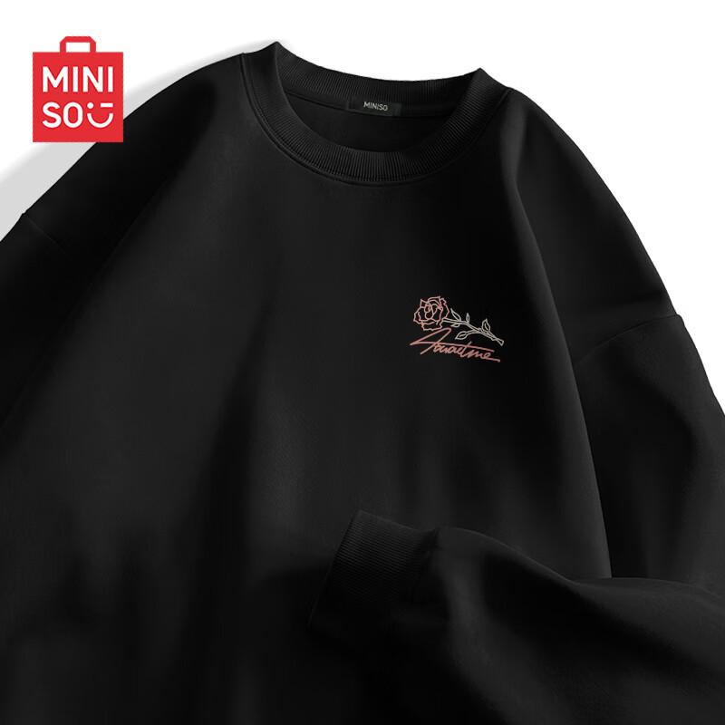 

MINISO Men s Rose Emblem Crewneck Sweatshirt M