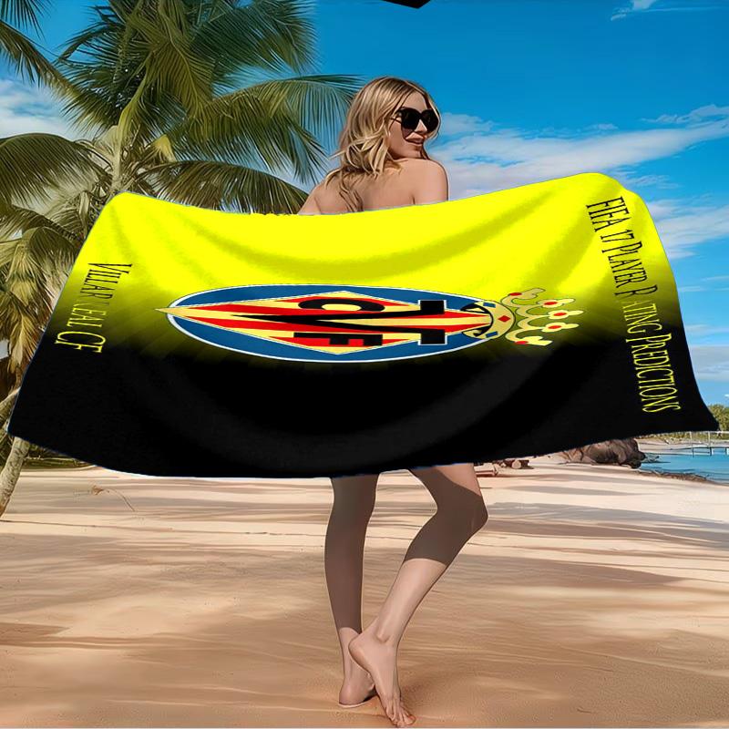 Club Vill-arreal Crest Design Beach Towel Microfiber Beach Towel, Lightweight and Quick-Dry, for Summer Travel, Swimming Pool Fan Birthday Gift