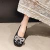 Flat Single Shoes Summer New Round Head Shallow Mouth Glitter Fabric Crystal Butterfly Knot Soft Sole Non-slip Cloth Shoes