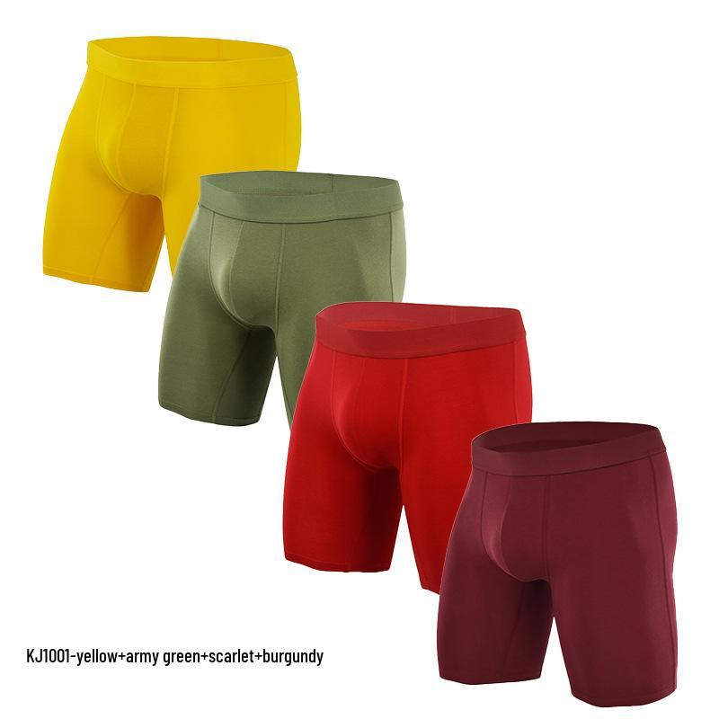 Men’s Sweat-Wicking Breathable Pure Cotton Boxer Briefs - Slim Fit Square Leg, Extended Length Underwear