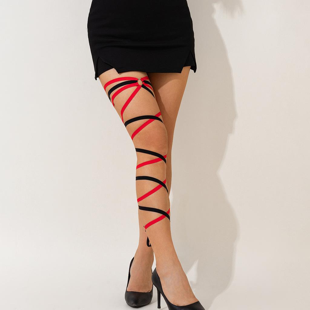 Sexy Babes Wind Legchain Elastic Straps Leg Chain, Sweet and Cool Color Matching Cross Leg Jewelry for Women
