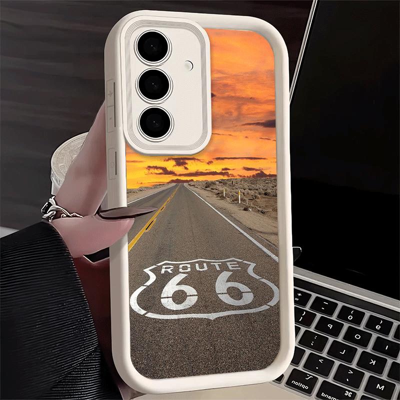 Handyhülle für Samsung Galaxy S26 S25 Ultra S24 FE America Route 66 Schale S23 Plus S22 + S21 S20 5G Weiches Silikon Funda