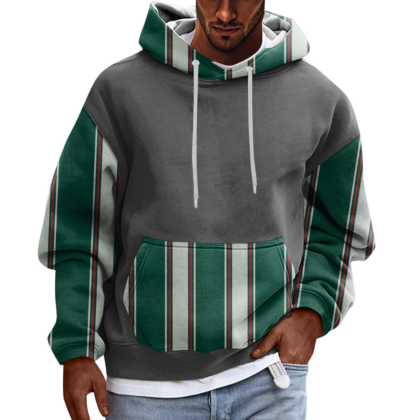 

Hooded Sports Tracksuit Unisex Running Outfits Long Sleeve Pullover Hoodies Sweatshirt L темно-зелений колір