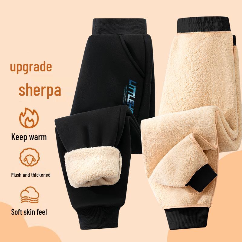 Girls Plus Velvet Warm Sweatpants | Autumn/Winter 2026 Style | Thick, Trendy Joggers for Medium & Large Children 120 cm
