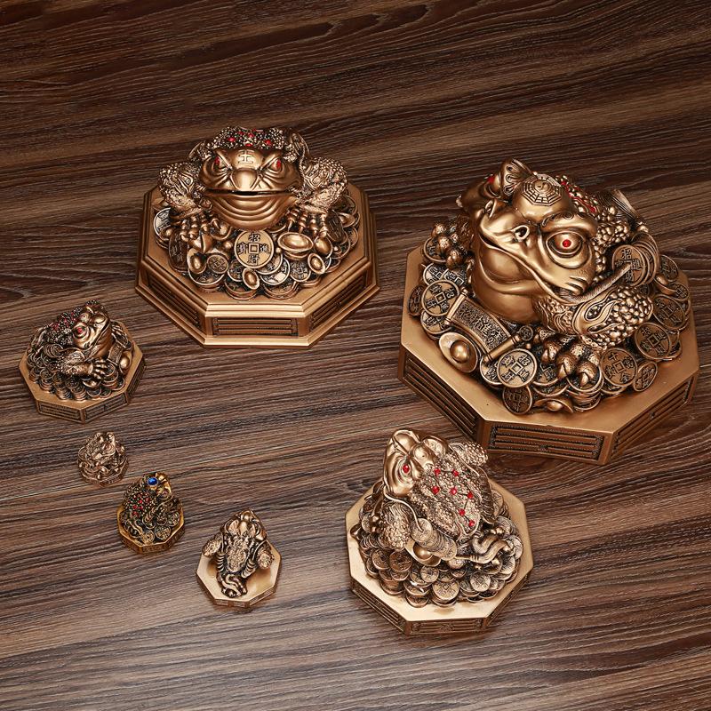 Feng Shui Toad Mascot Crafts Money Lucky Fortune Wealth Chinese Golden Frog Toad Coin Home Office Car Ornaments Lucky Gifts