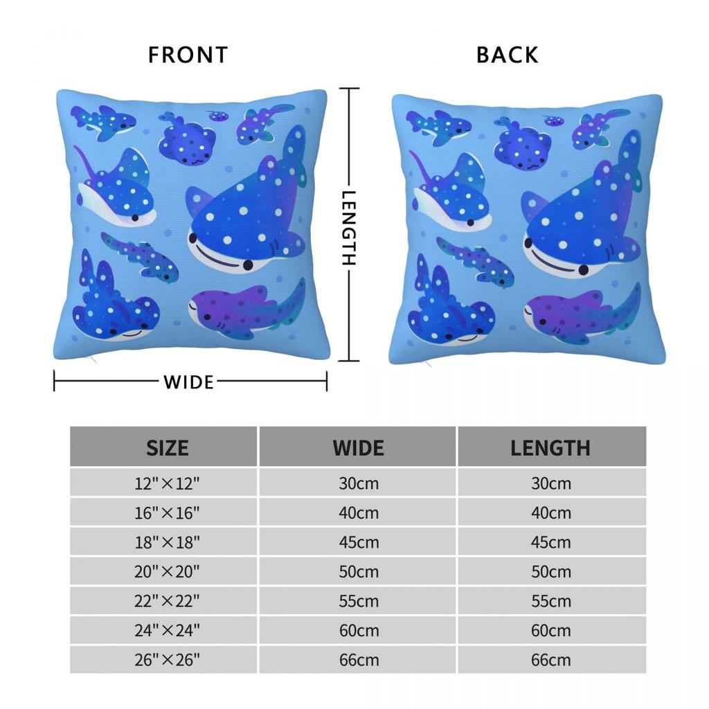 Polka Dot Whale Shark Square Pillowcase Polyester Linen Velvet Pattern Zip Decorative Throw Pillow Case Home Cushion Cover