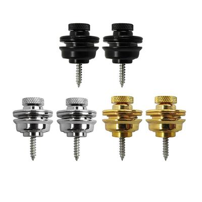 FLEOR 2pcs Metal Skidproof Guitar Straplocks Locking Strap Buttons For Acoustic Electric Guitar Bass, Black/Chrome/Gold