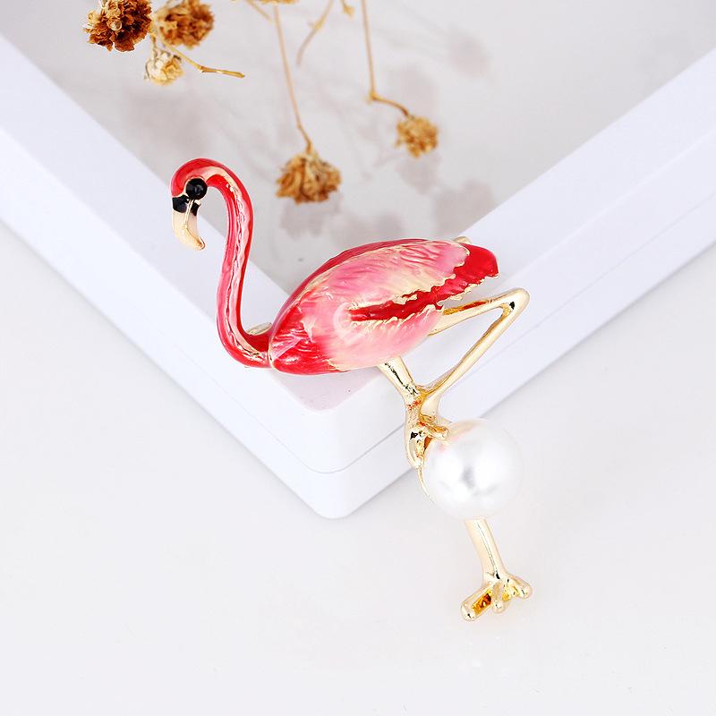 Spille Spilla Smaltate Flamingo Carine Unisex Donna e Uomo Spilla Uccello Animale Broche