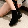 Soft Leather Short Boots Women's New Autumn and Winter Thick Heel Middle Heel Matte Suede Women's Shoes Round Head Velvet Leather Shoes