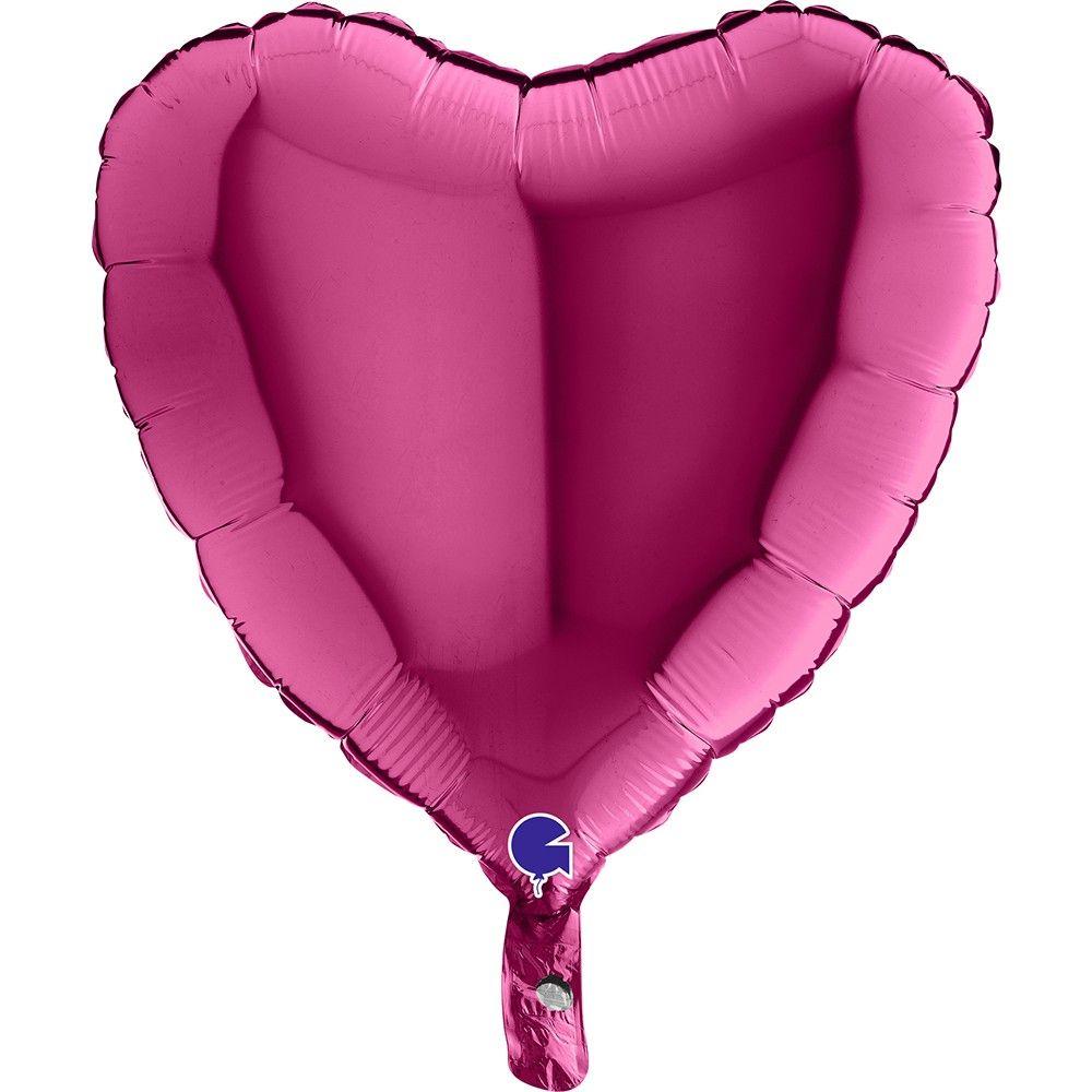 Ballon - GRABO - Coeur Fuchsia - 46 cm - Gonflable à l'air et hélium - Décoration de fête