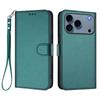 Suitable for iPhone 17E, leather-textured solid color business case, Apple 16 card slot hand strap flip cover protective case