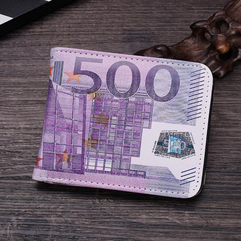Men's Short Bifold Wallet Currency Pattern Design High Quality Multiple Card Slots Money Holder Compact Gift for Men
