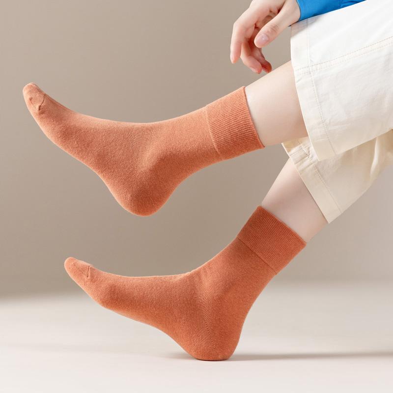 7 paires de chaussettes de couleur unie pour femmes, chaussettes colorées en pur coton, confortables, douces et respirantes, décontractées pour un usage quotidien