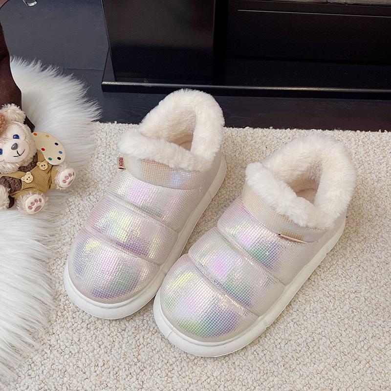 Cotton Slippers Bag Heel Women's Winter Shoes and Boots Outer Wear Leather Waterproof Non-slip Velvet Snow Boots Hairy Shoes Women's Outer Wear