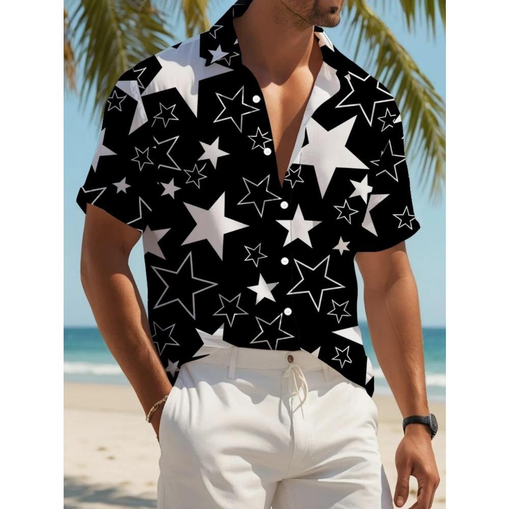 Men's Casual Holiday Outfit Shirt SummerMan Women Short Sleeve Hawaiian Fashion Print Beach Party Tops