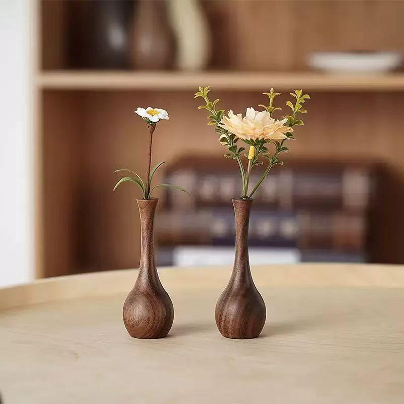 Creative Black Walnut Solid Wood Small Vase Wooden Crafts Home Living Room Decoration Dining Table Small Vase Solid Wood Vase