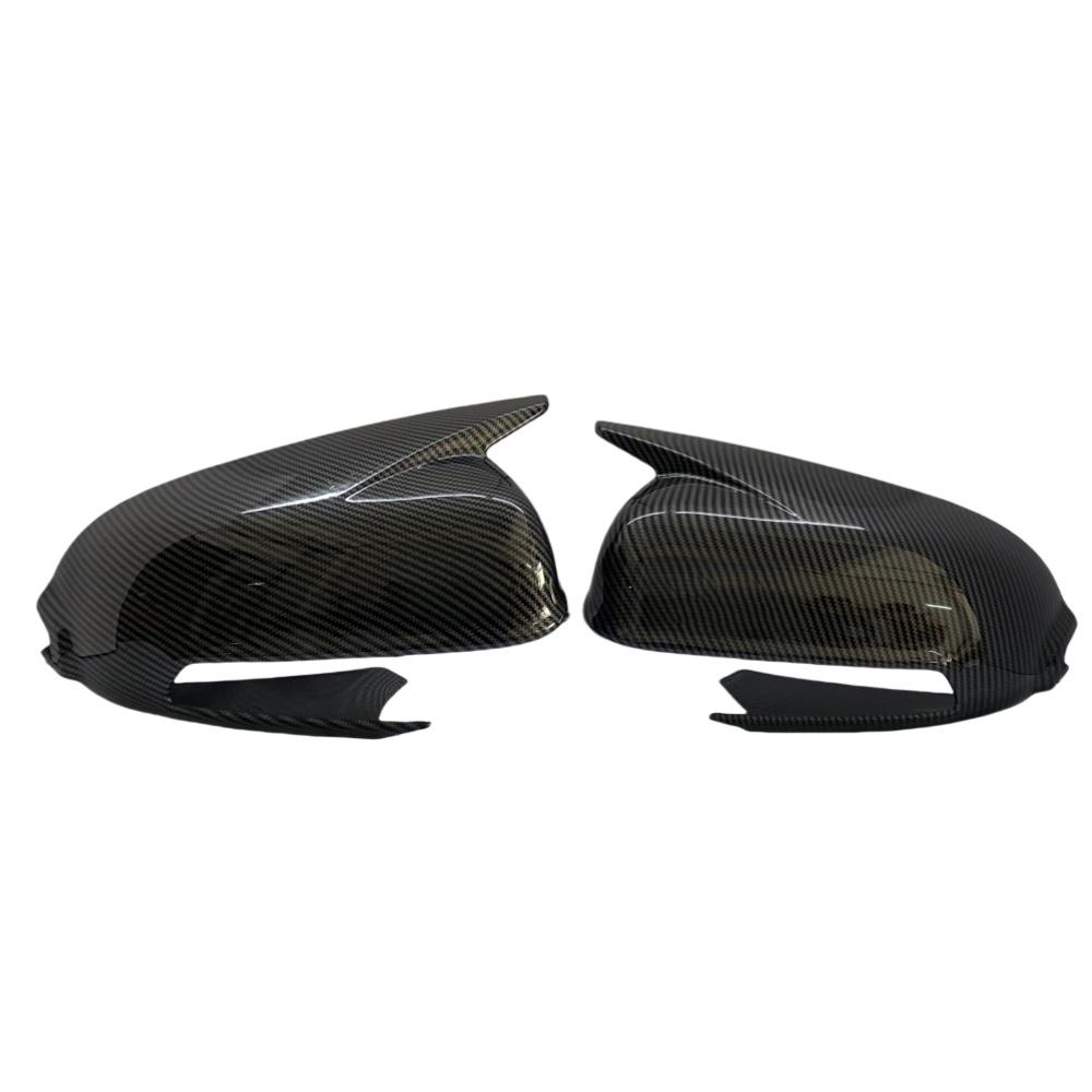Glossy Black/Carbon Fiber Look Car Side Rearview Mirror Cover For Hyundai Kona 2018- Wing Mirror Caps Trims M Style