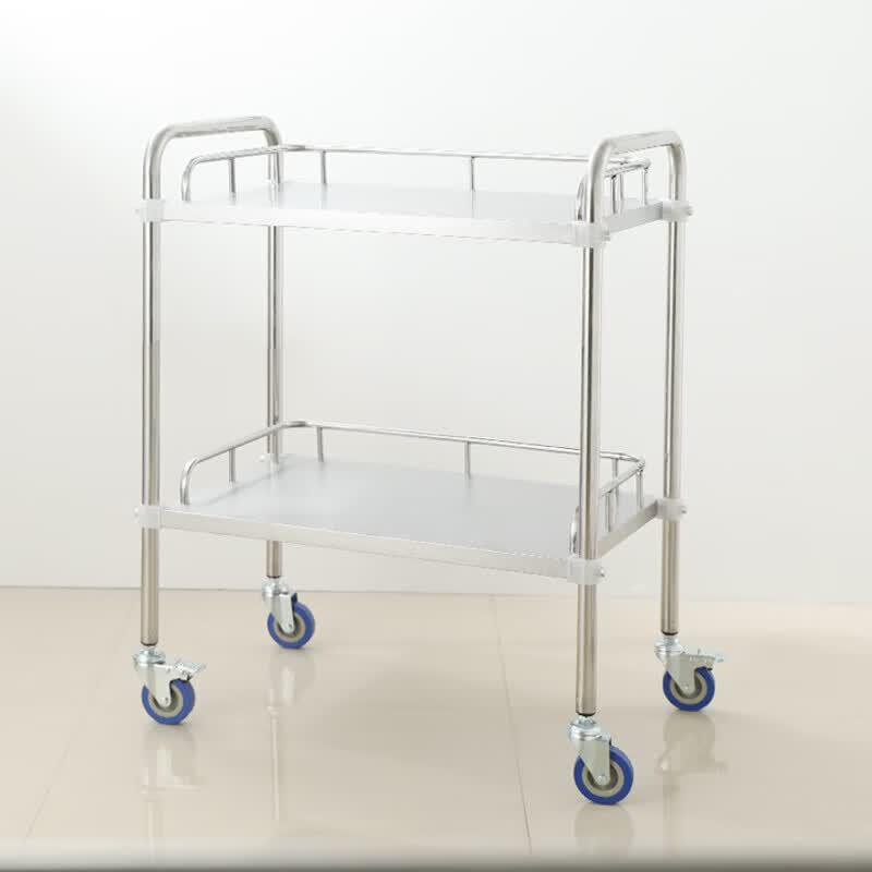 Thickened Stainless Steel 2-Tier Medical Trolley