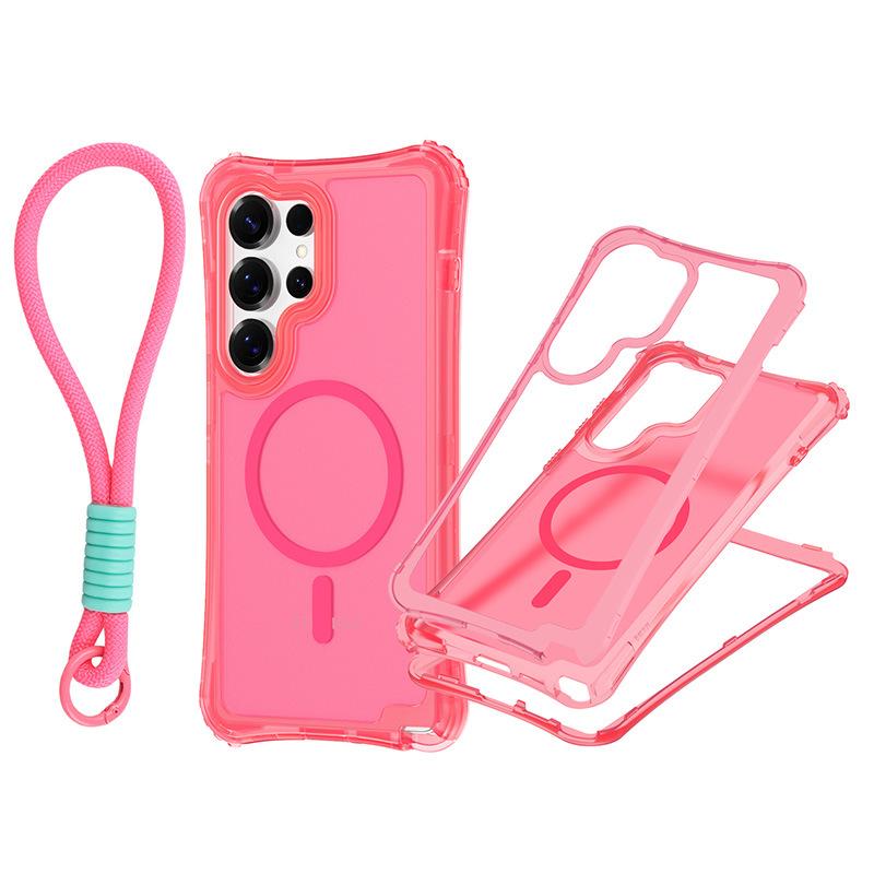 For Samsung S25 ULTRA Magnetic Skin-feeling Three-in-one Mobile Phone Case with Strap