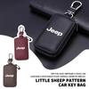 Leather Zipper Key Case Car Key Bag Portable Key Organizer For Jeep Wrangler Grand Cherokee Compass Renegade Patriot