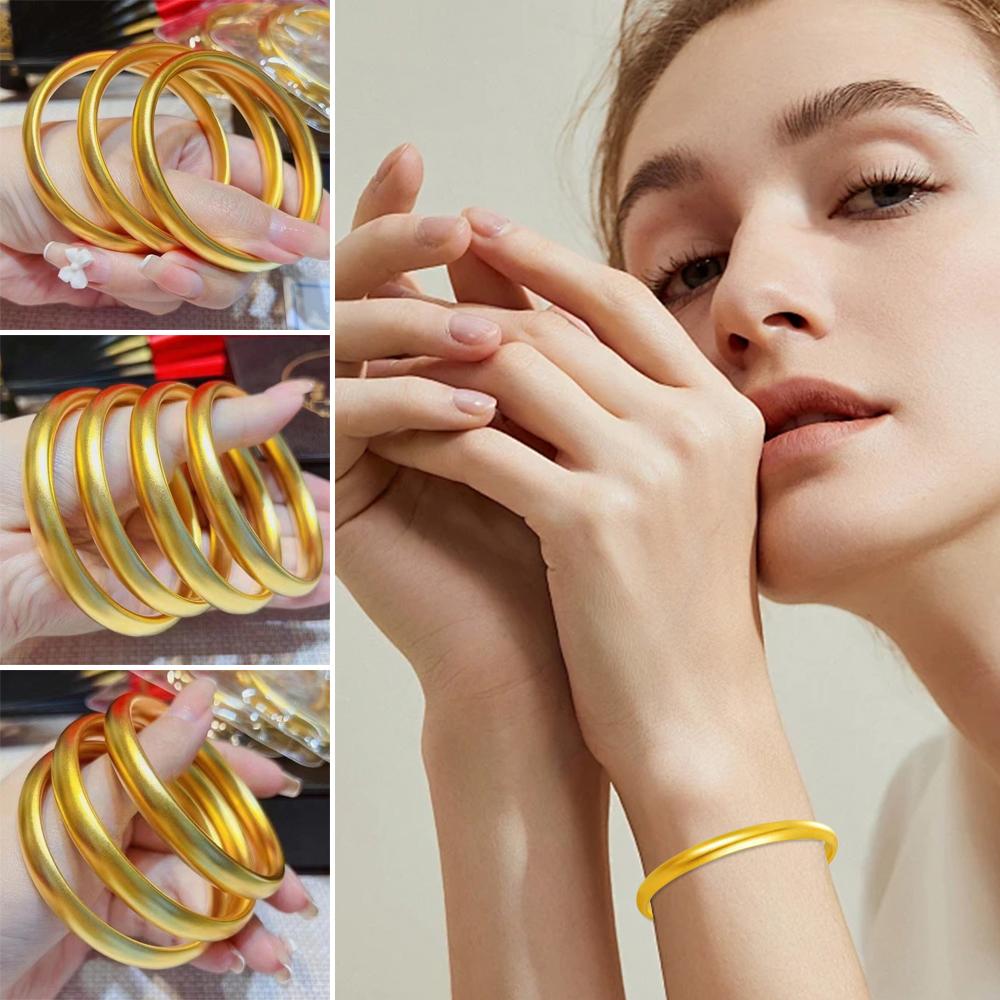 

Matte Frosted Surface Gold Bracelet Yellow Gold Closed Bangle Bracelet Heritage Bracelet Women s Style 4