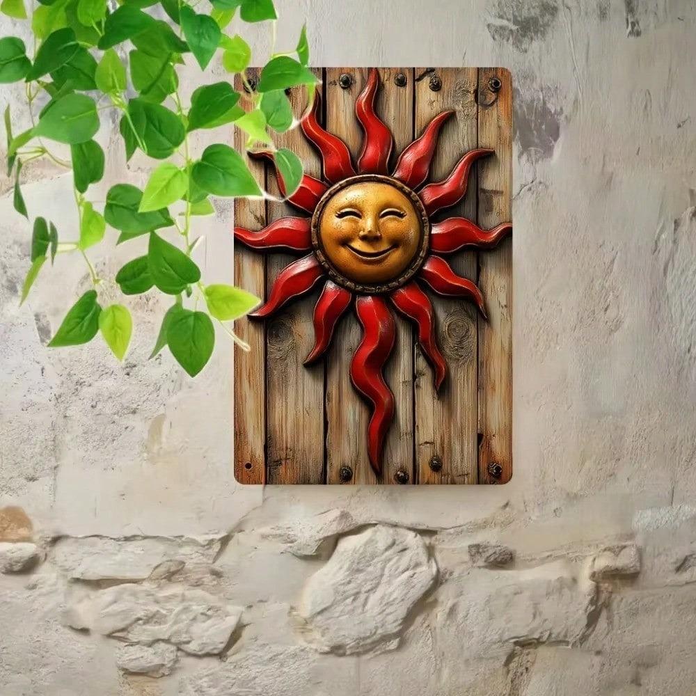 Vintage Sun Metal Tin Sign Retro Wall Art Decor for Home Bar Garage