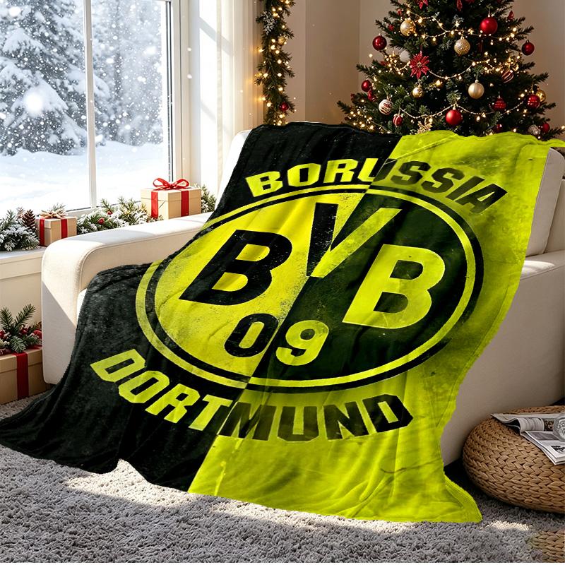 Borussia Dortmund Pattern Blanket for Home Decoration, Bed, Sofa, Car Travel, Camping, Suitable for All Seasons, Birthday Christmas Gift