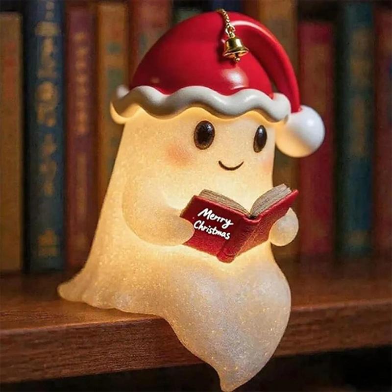 Christmas Ghost Reading Night Light Decor Cute LED Lamp Ghost-Themed Bathtub Lamp For Christmas Party.