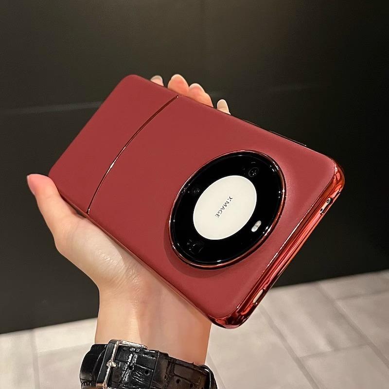 New Leather Pattern Electroplating Suitable for Huawei Mate60Pro Mobile Phone Case Anti Fall Luxury Creative Mate70 Protection Case