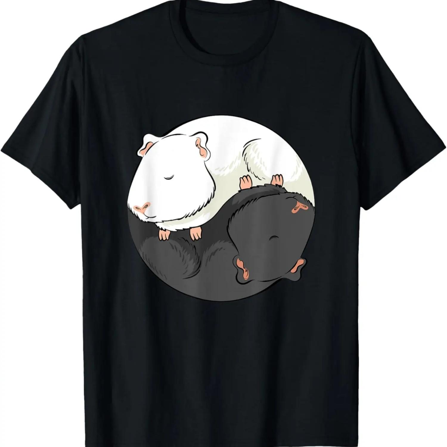 Yin and Yang Guinea Pig Opposites for Guinea Pig Lovers T-Shirt S чёрный