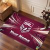 Personalisierter Kristall-Samt-Teppich der Queensland Maroons, Weicher Anti-Rutsch-Teppich mit individuellem Namens-Text für Wohnzimmer, Schlafzimmer