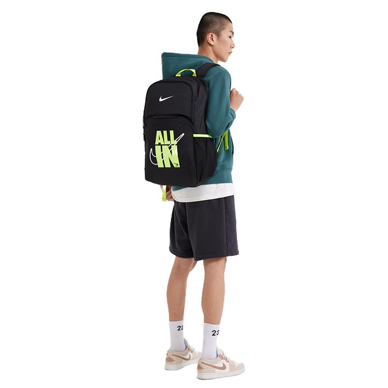 Nike Polyester Backpack Unisex Jet Black/Lime Gray Lightweight Casual NY2413020GS-002