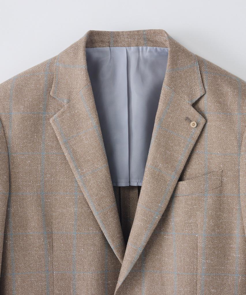 Stco [Summer] Linen Blend Windowpane Check Jacket_Beige (Relaxed Fit)_Sjawb93Ncd